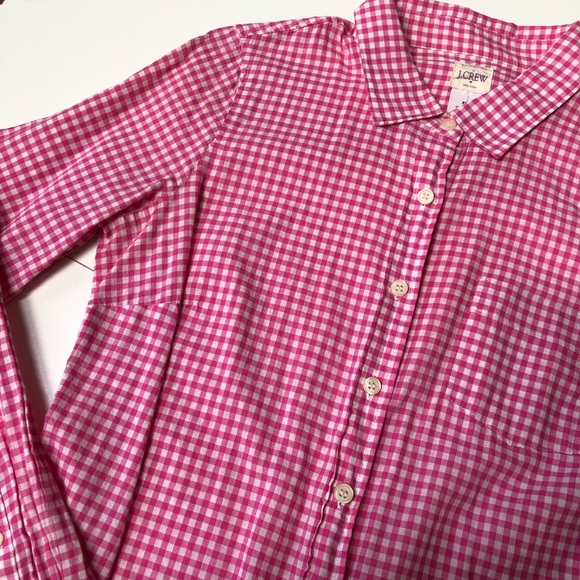 J.Crew The Perfect Shirt Pink Gingham Button Down - Picture 5 of 6